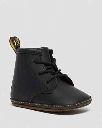 Dětské Boty Casual Dr Martens Newborn 1460 Auburn Læder Booties Černé | CZ 159PJJ